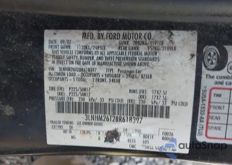 2008 Lincoln Mkz из США, поврежденный, VIN 3LNHM26T28R618397